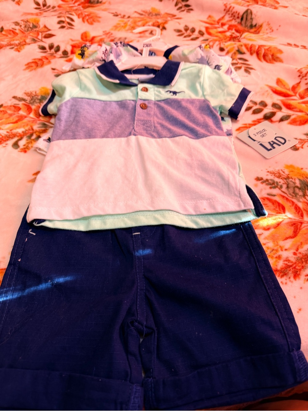 3 piece Polo Set with Navy Shorts -